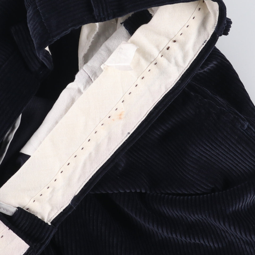 One-tuck corduroy pants, made in Italy, men's size W34 unclear navy blue type Vintage Second Hand