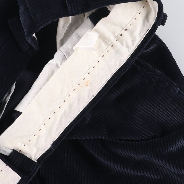 One-tuck corduroy pants, made in Italy, men's size W34 unclear navy blue type Vintage Second Hand