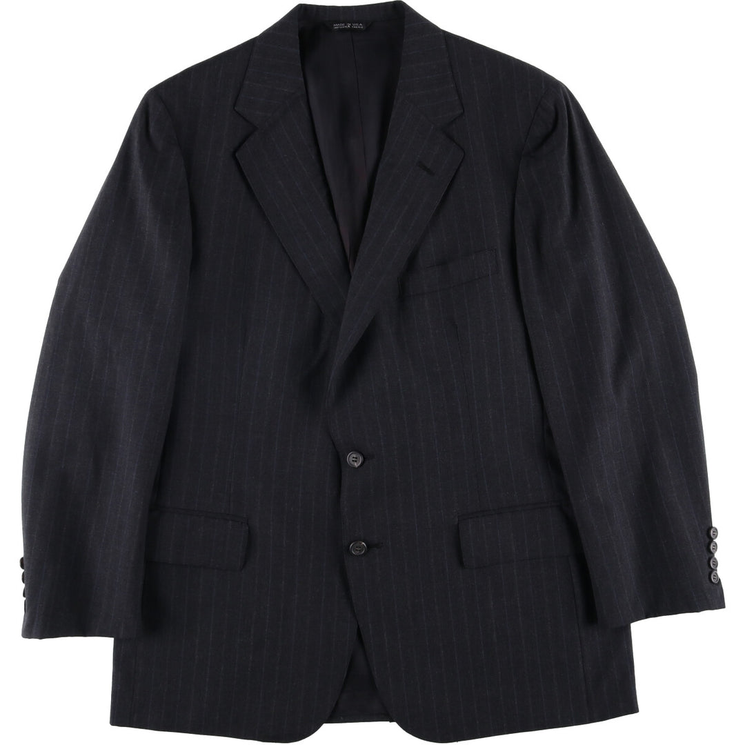 80s-90'S Ralph Lauren POLO UNIVERSITY CLUB Striped Wool Tailored Jacket, Made in USA, Men's Size M wool Charcoal Vintage Second Hand