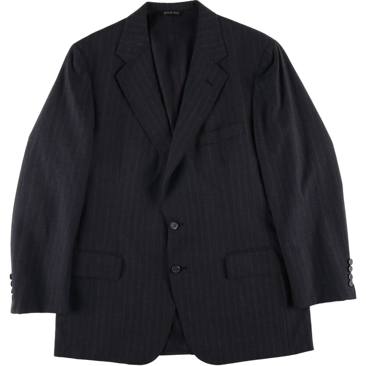 80s-90'S Ralph Lauren POLO UNIVERSITY CLUB Striped Wool Tailored Jacket, Made in USA, Men's Size M wool Charcoal Vintage Second Hand