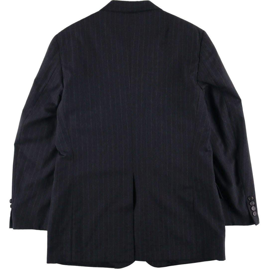 80s-90'S Ralph Lauren POLO UNIVERSITY CLUB Striped Wool Tailored Jacket, Made in USA, Men's Size M wool Charcoal Vintage Second Hand