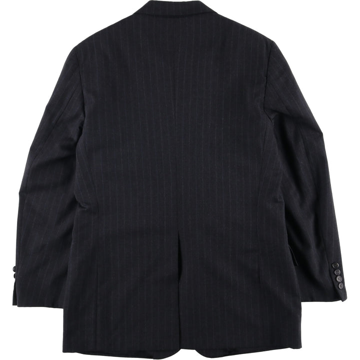 80s-90'S Ralph Lauren POLO UNIVERSITY CLUB Striped Wool Tailored Jacket, Made in USA, Men's Size M wool Charcoal Vintage Second Hand