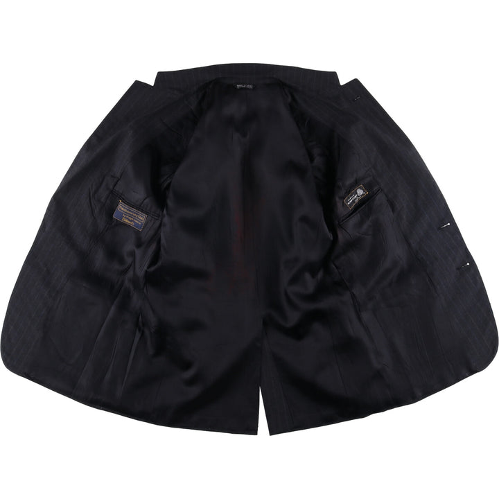 80s-90'S Ralph Lauren POLO UNIVERSITY CLUB Striped Wool Tailored Jacket, Made in USA, Men's Size M wool Charcoal Vintage Second Hand