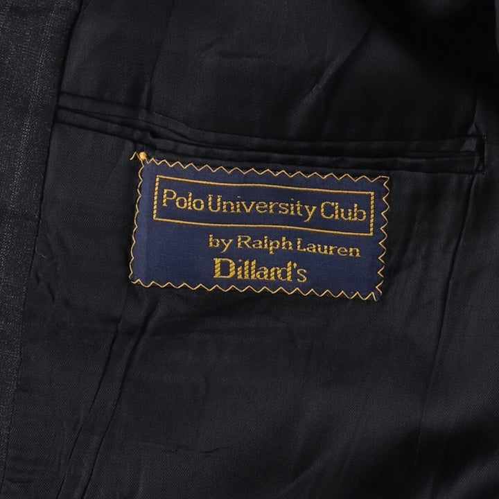 80s-90'S Ralph Lauren POLO UNIVERSITY CLUB Striped Wool Tailored Jacket, Made in USA, Men's Size M wool Charcoal Vintage Second Hand