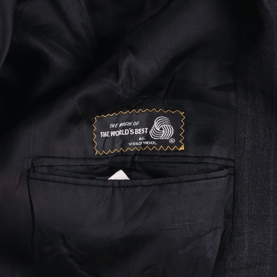 80s-90'S Ralph Lauren POLO UNIVERSITY CLUB Striped Wool Tailored Jacket, Made in USA, Men's Size M wool Charcoal Vintage Second Hand