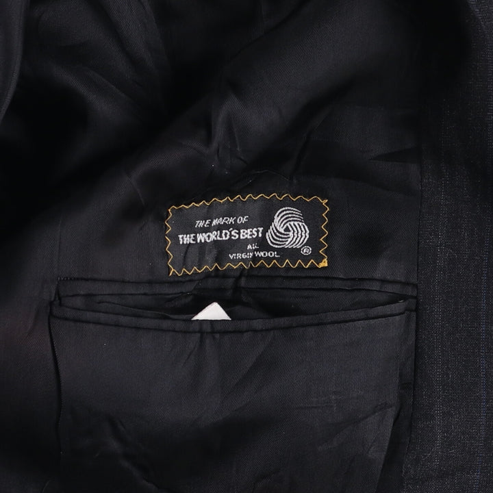 80s-90'S Ralph Lauren POLO UNIVERSITY CLUB Striped Wool Tailored Jacket, Made in USA, Men's Size M wool Charcoal Vintage Second Hand