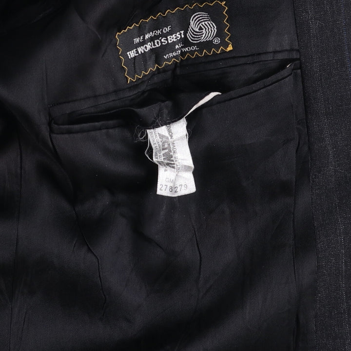 80s-90'S Ralph Lauren POLO UNIVERSITY CLUB Striped Wool Tailored Jacket, Made in USA, Men's Size M wool Charcoal Vintage Second Hand