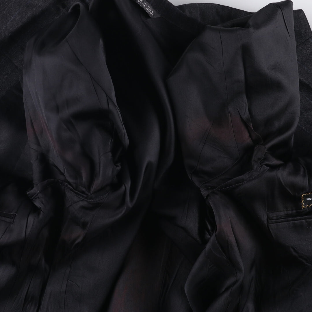 80s-90'S Ralph Lauren POLO UNIVERSITY CLUB Striped Wool Tailored Jacket, Made in USA, Men's Size M wool Charcoal Vintage Second Hand