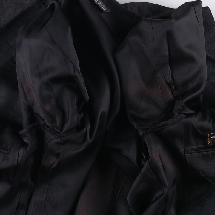 80s-90'S Ralph Lauren POLO UNIVERSITY CLUB Striped Wool Tailored Jacket, Made in USA, Men's Size M wool Charcoal Vintage Second Hand