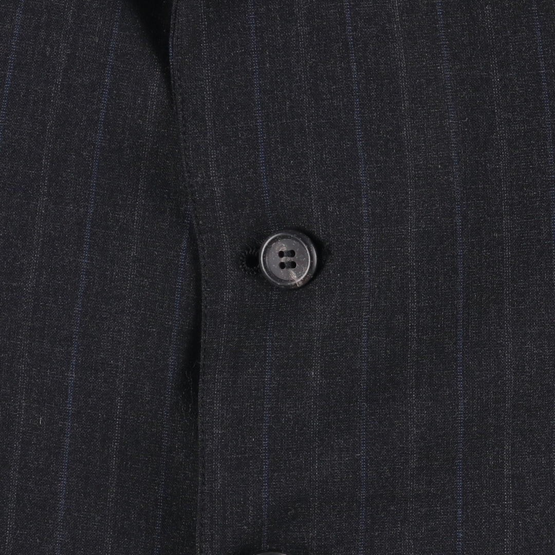 80s-90'S Ralph Lauren POLO UNIVERSITY CLUB Striped Wool Tailored Jacket, Made in USA, Men's Size M wool Charcoal Vintage Second Hand