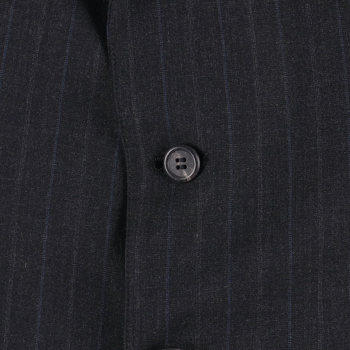 80s-90'S Ralph Lauren POLO UNIVERSITY CLUB Striped Wool Tailored Jacket, Made in USA, Men's Size M wool Charcoal Vintage Second Hand