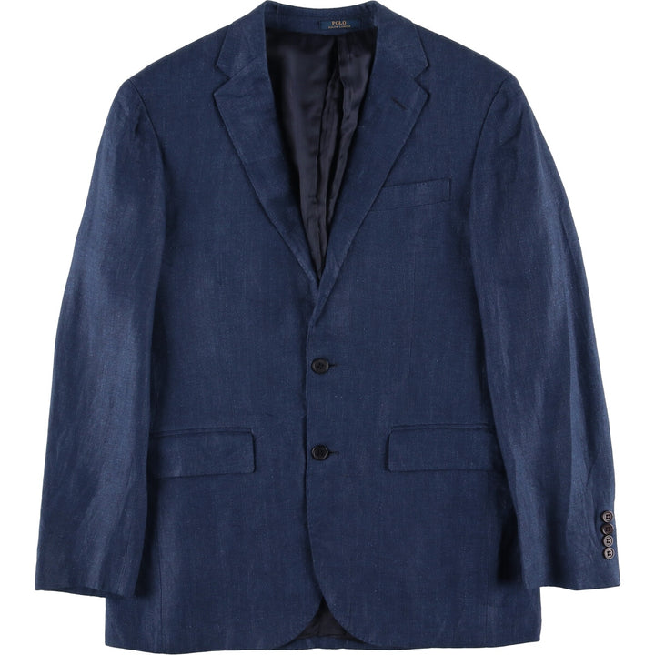 Ralph Lauren POLO RALPH LAUREN linen tailored jacket, men's size M linen navy blue type Vintage Second Hand