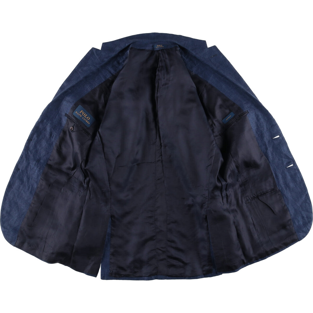 Ralph Lauren POLO RALPH LAUREN linen tailored jacket, men's size M linen navy blue type Vintage Second Hand