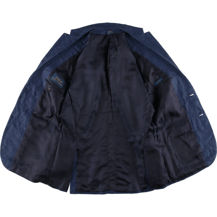 Ralph Lauren POLO RALPH LAUREN linen tailored jacket, men's size M linen navy blue type Vintage Second Hand
