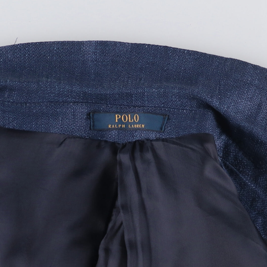 Ralph Lauren POLO RALPH LAUREN linen tailored jacket, men's size M linen navy blue type Vintage Second Hand