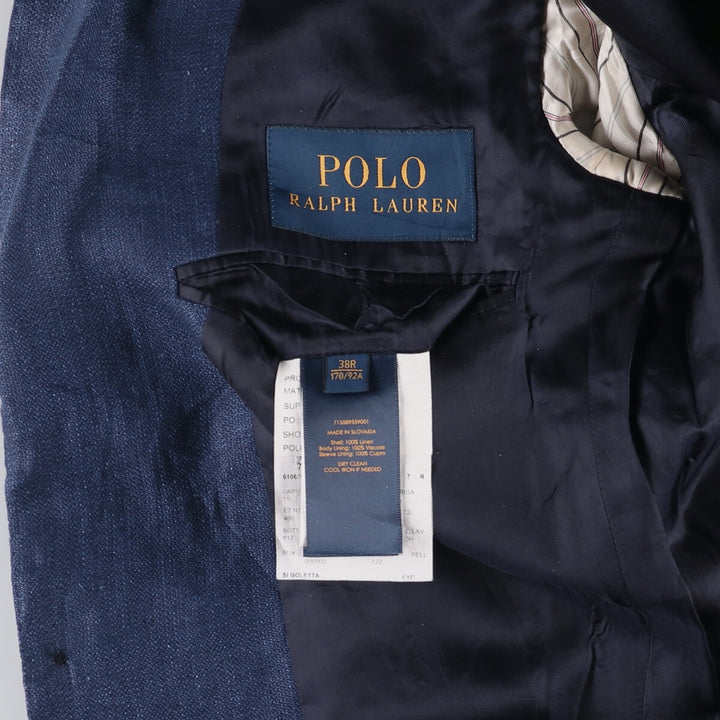 Ralph Lauren POLO RALPH LAUREN linen tailored jacket, men's size M linen navy blue type Vintage Second Hand