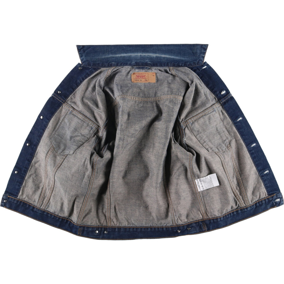 2000'S Levi's 70500-0474 Euro Model Denim Jacket, Men's Size XL cotton blue type Vintage Second Hand