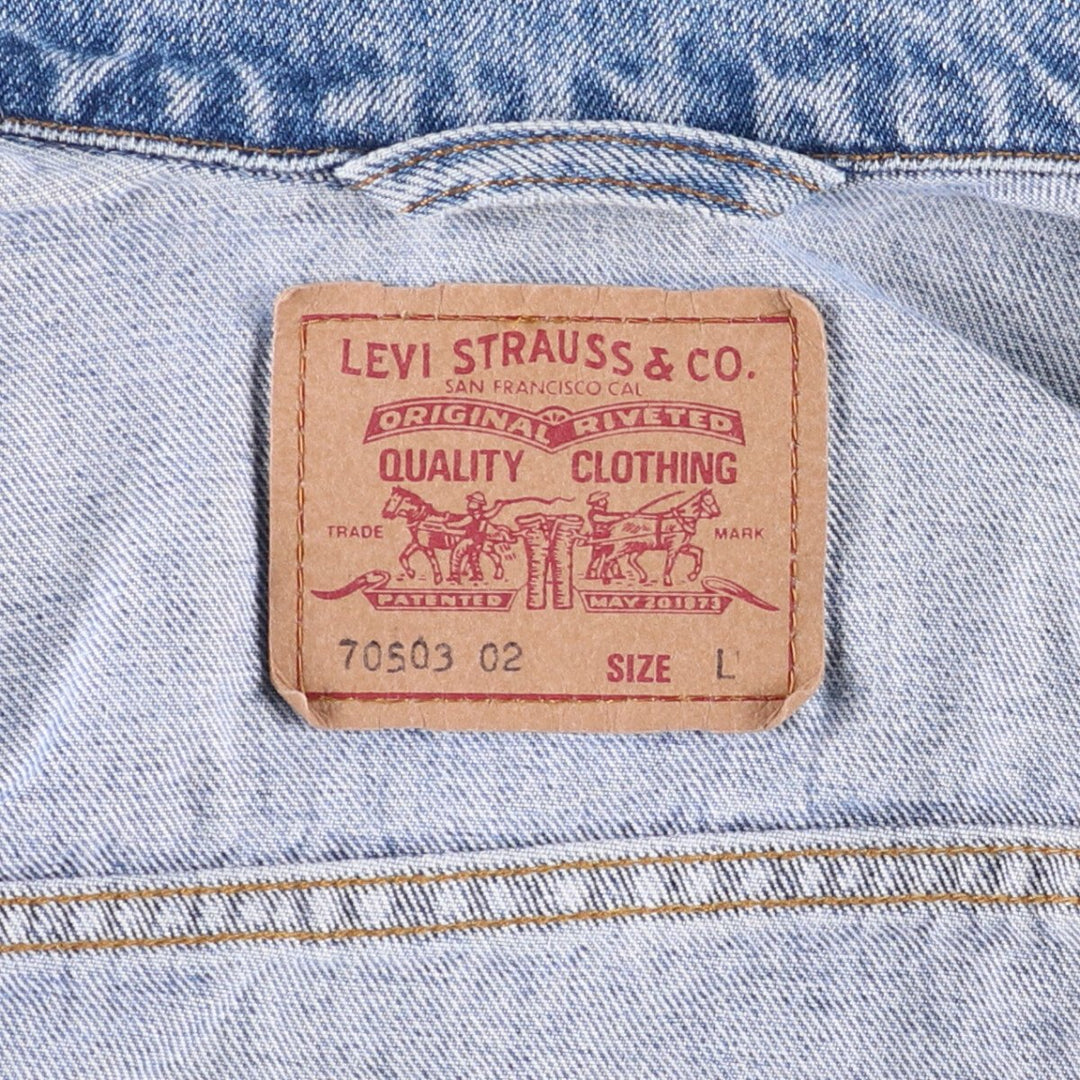 90'S Levi's 70503-0216 denim jacket, denim jacket, men's size L, vintage cotton blue type Vintage Second Hand