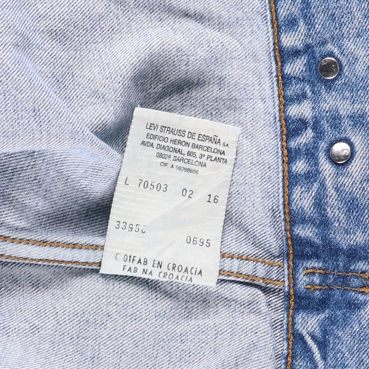 90'S Levi's 70503-0216 denim jacket, denim jacket, men's size L, vintage cotton blue type Vintage Second Hand