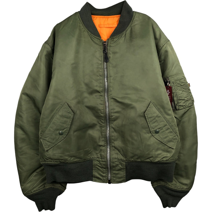 Civilian Alpha ALPHA MA-1 type military flight jacket, men's XL equivalent Nylon Khaki type Vintage Second Hand