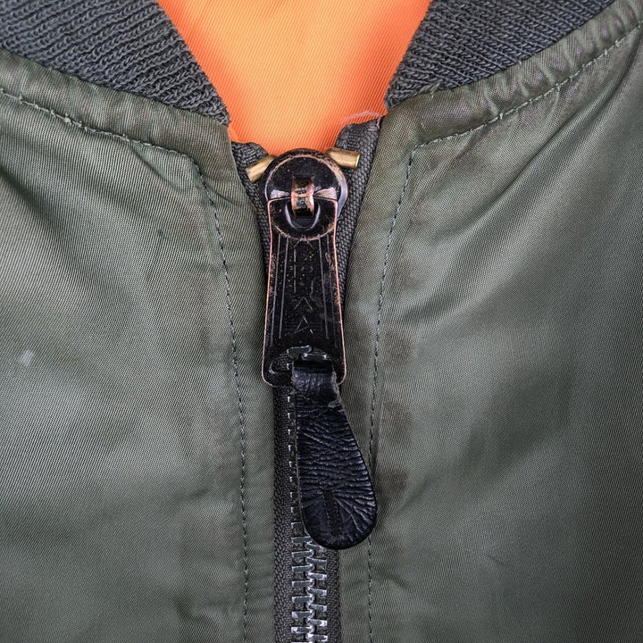 Civilian Alpha ALPHA MA-1 type military flight jacket, men's XL equivalent Nylon Khaki type Vintage Second Hand