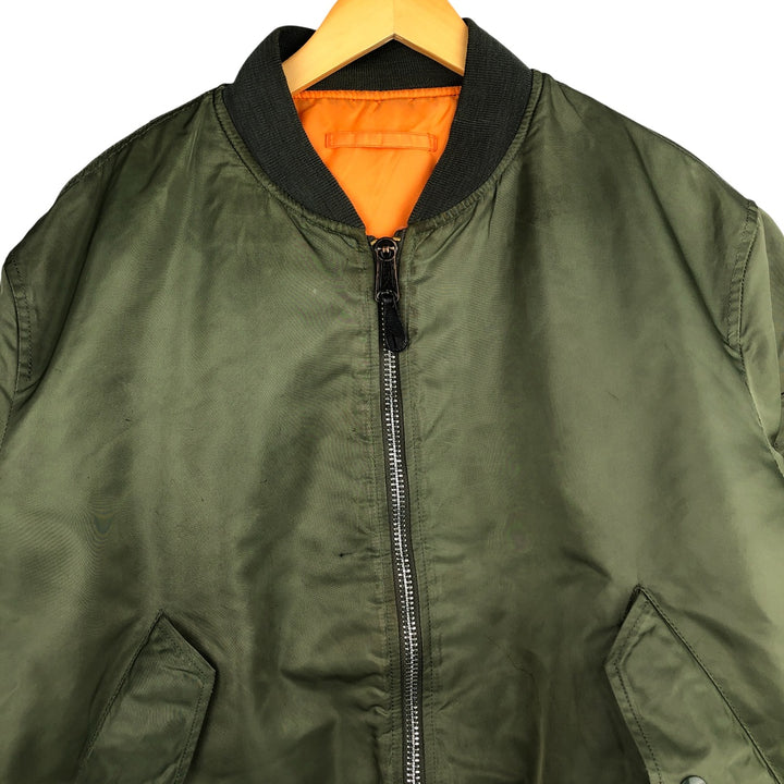 Civilian Alpha ALPHA MA-1 type military flight jacket, men's XL equivalent Nylon Khaki type Vintage Second Hand