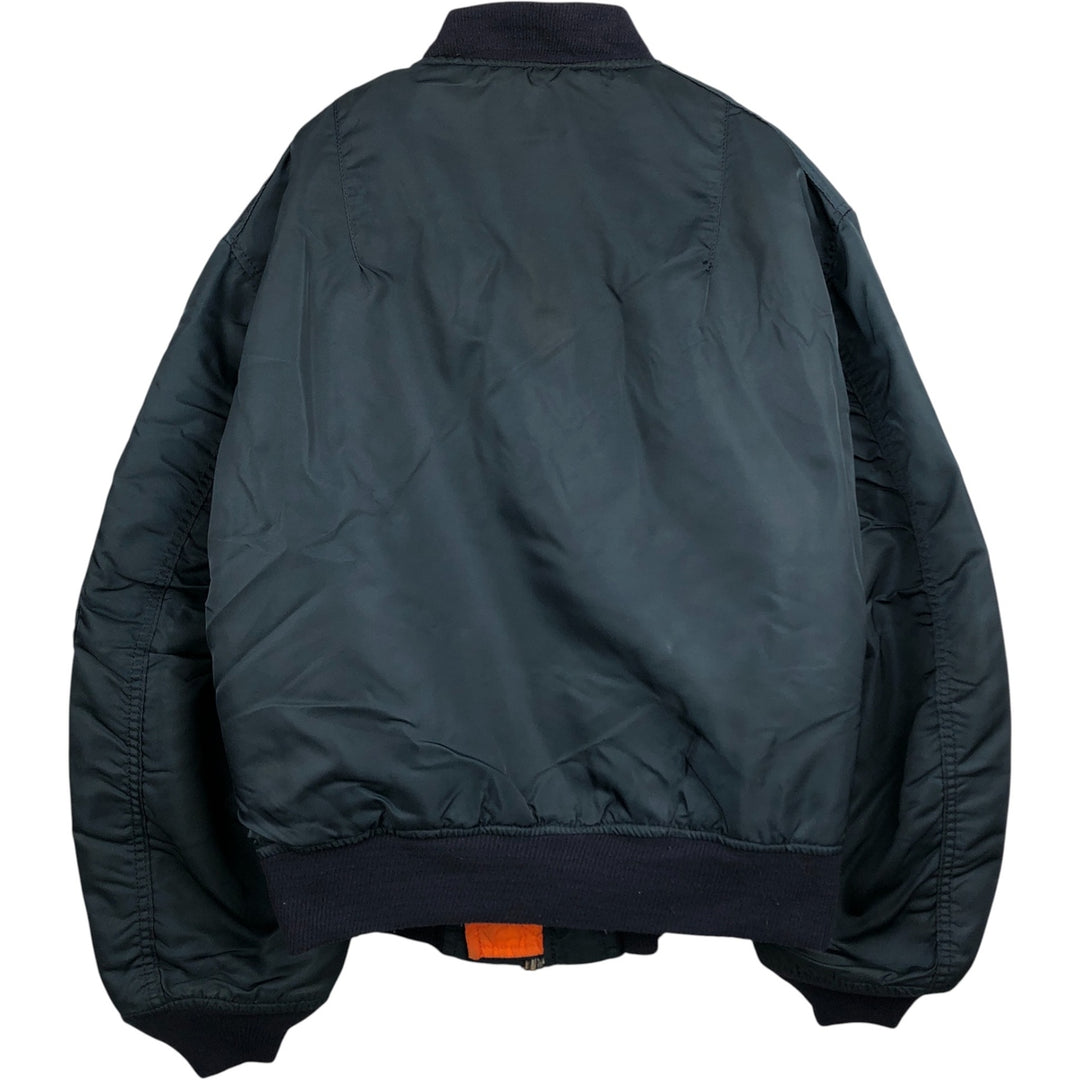 90'S civilian Alpha MA-1 style padded military flight jacket, made in the USA, men's size XL, vintage Nylon navy blue type Vintage Second Hand