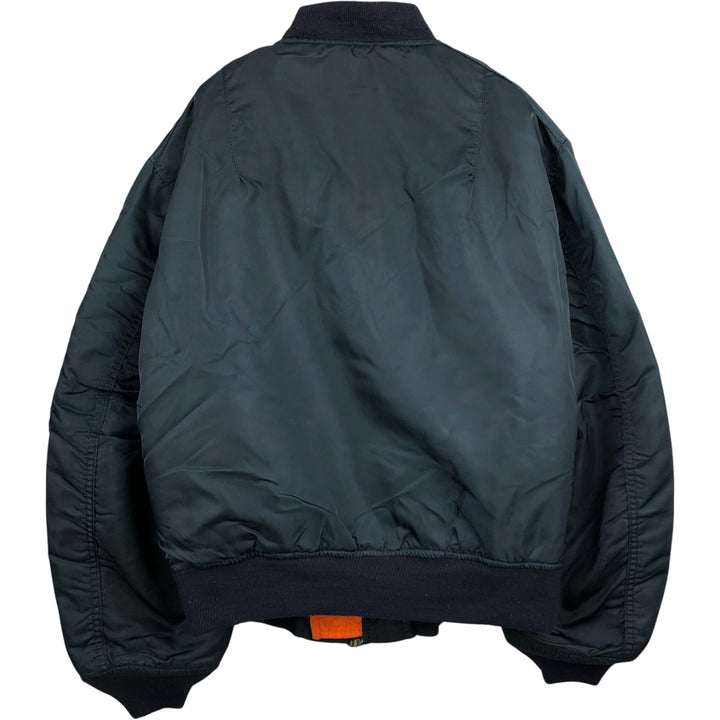 90'S civilian Alpha MA-1 style padded military flight jacket, made in the USA, men's size XL, vintage Nylon navy blue type Vintage Second Hand
