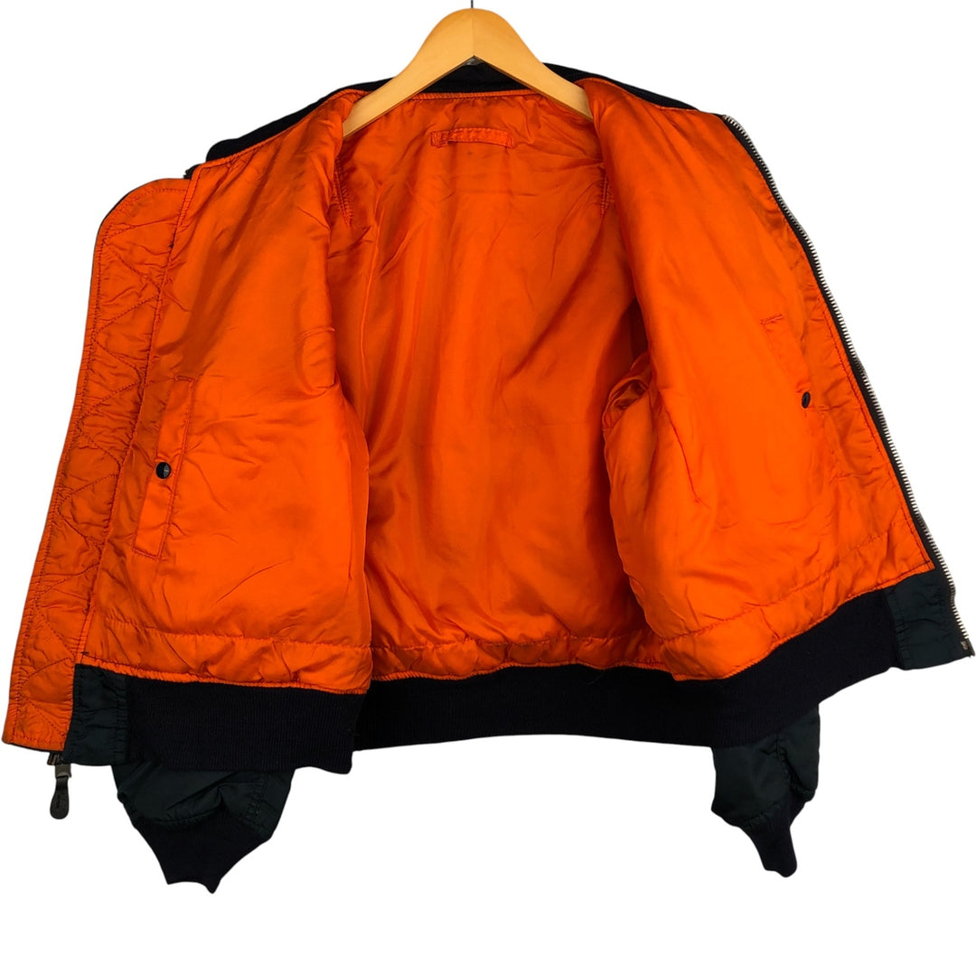 90'S civilian Alpha MA-1 style padded military flight jacket, made in the USA, men's size XL, vintage Nylon navy blue type Vintage Second Hand