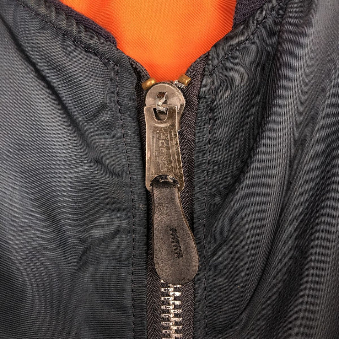 90'S civilian Alpha MA-1 style padded military flight jacket, made in the USA, men's size XL, vintage Nylon navy blue type Vintage Second Hand