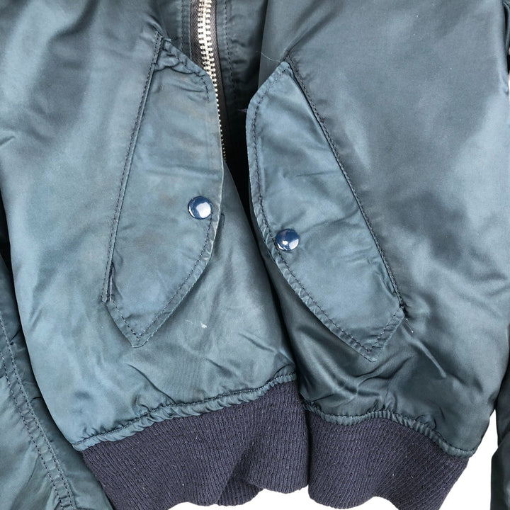 90'S civilian Alpha MA-1 style padded military flight jacket, made in the USA, men's size XL, vintage Nylon navy blue type Vintage Second Hand