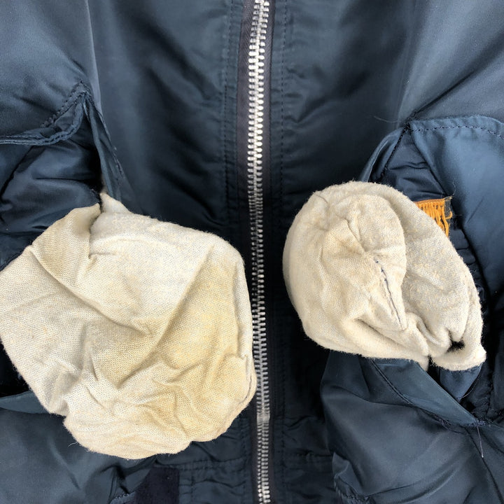 90'S civilian Alpha MA-1 style padded military flight jacket, made in the USA, men's size XL, vintage Nylon navy blue type Vintage Second Hand