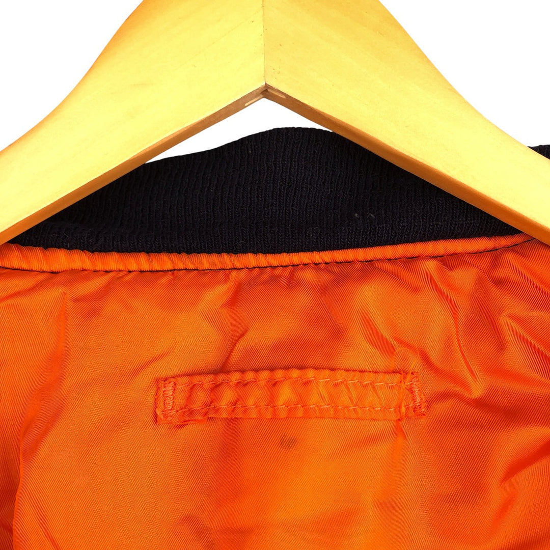 90'S civilian Alpha MA-1 style padded military flight jacket, made in the USA, men's size XL, vintage Nylon navy blue type Vintage Second Hand