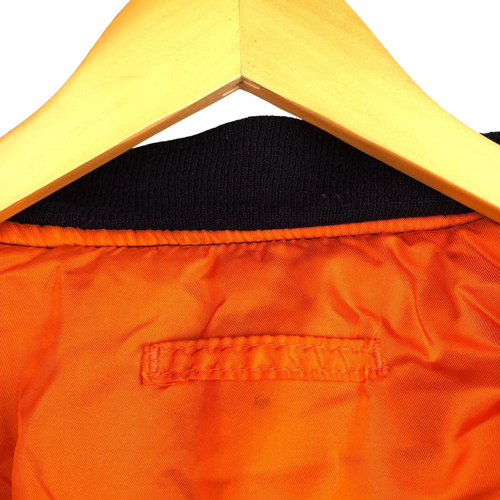 90'S civilian Alpha MA-1 style padded military flight jacket, made in the USA, men's size XL, vintage Nylon navy blue type Vintage Second Hand