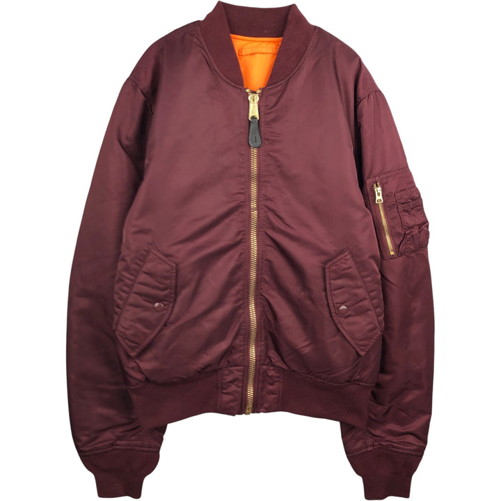 Civilian Alpha MA-1 Slim Fit Military Flight Jacket with Padded Lining, Men's Size L, Vintage Nylon wine-red Vintage Second Hand