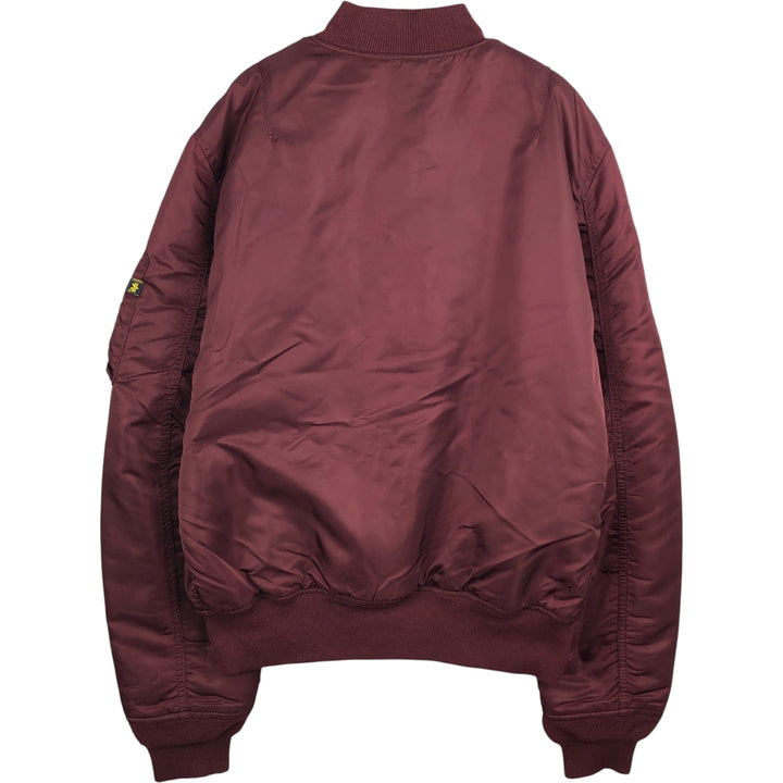 Civilian Alpha MA-1 Slim Fit Military Flight Jacket with Padded Lining, Men's Size L, Vintage Nylon wine-red Vintage Second Hand