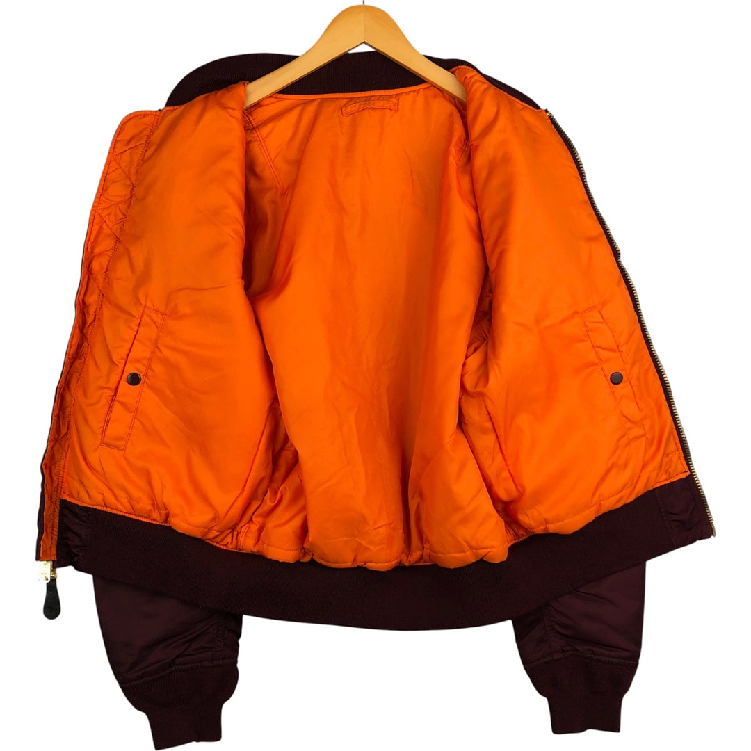 Civilian Alpha MA-1 Slim Fit Military Flight Jacket with Padded Lining, Men's Size L, Vintage Nylon wine-red Vintage Second Hand