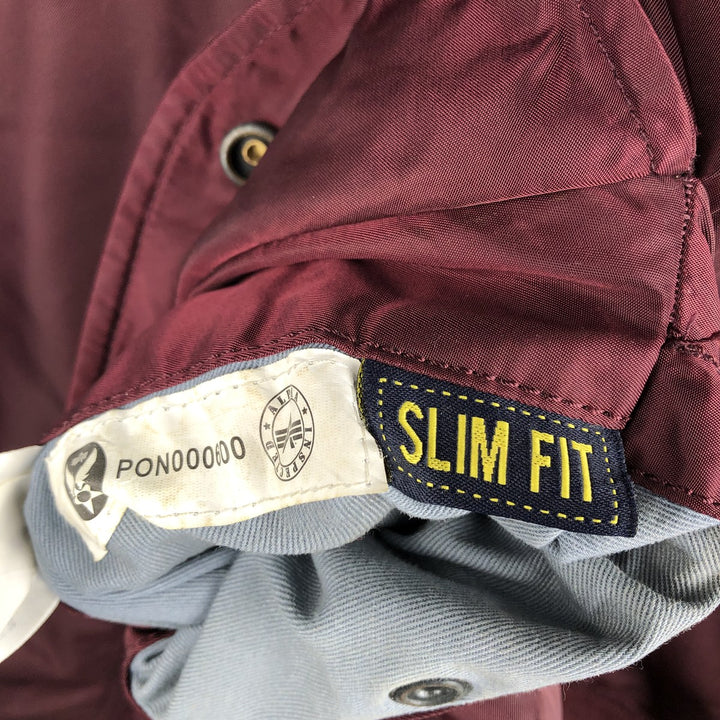 Civilian Alpha MA-1 Slim Fit Military Flight Jacket with Padded Lining, Men's Size L, Vintage Nylon wine-red Vintage Second Hand