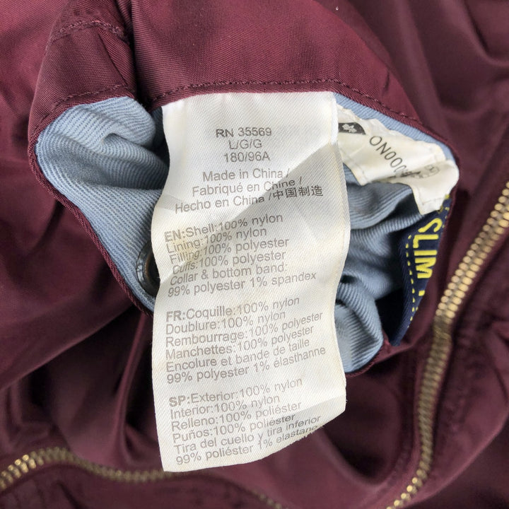 Civilian Alpha MA-1 Slim Fit Military Flight Jacket with Padded Lining, Men's Size L, Vintage Nylon wine-red Vintage Second Hand