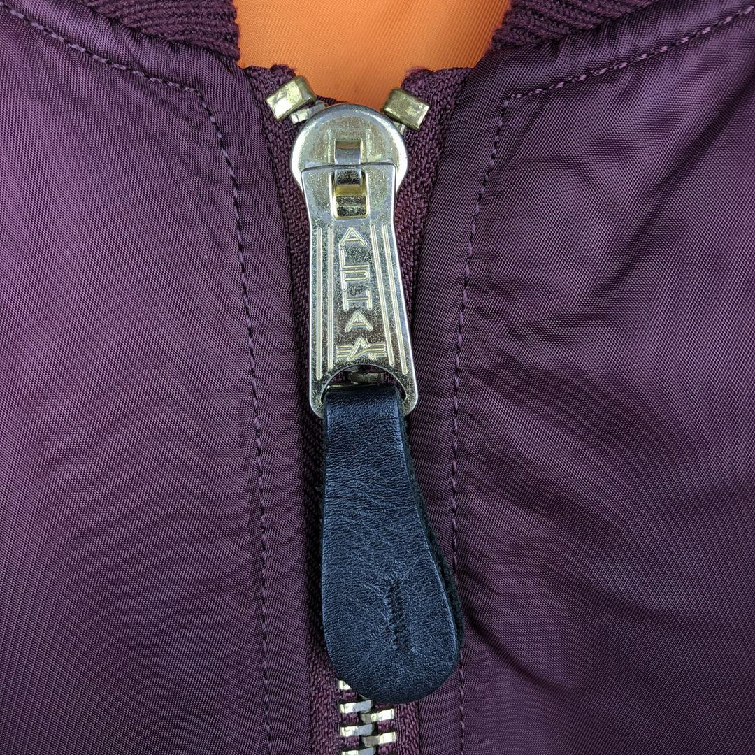 Civilian Alpha MA-1 Slim Fit Military Flight Jacket with Padded Lining, Men's Size L, Vintage Nylon wine-red Vintage Second Hand