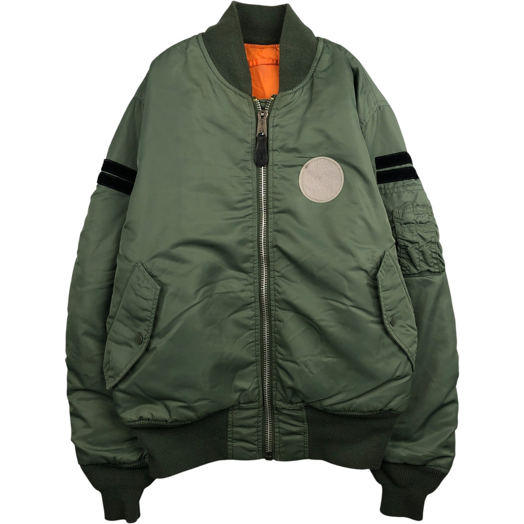 90'S civilian Alpha MA-1 style padded military flight jacket, men's size M, vintage Nylon Khaki type Vintage Second Hand