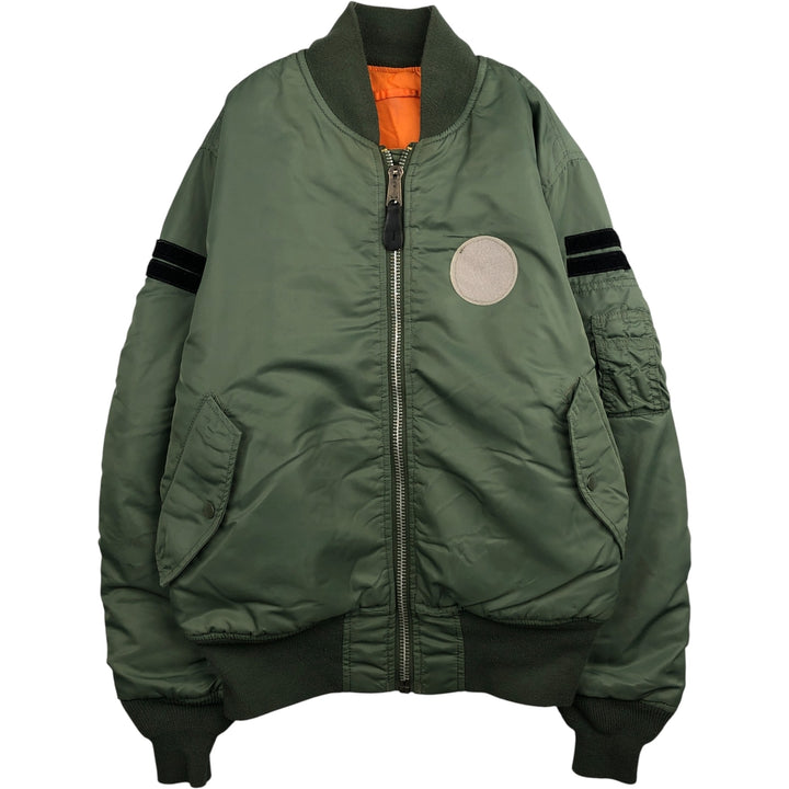 90'S civilian Alpha MA-1 style padded military flight jacket, men's size M, vintage Nylon Khaki type Vintage Second Hand