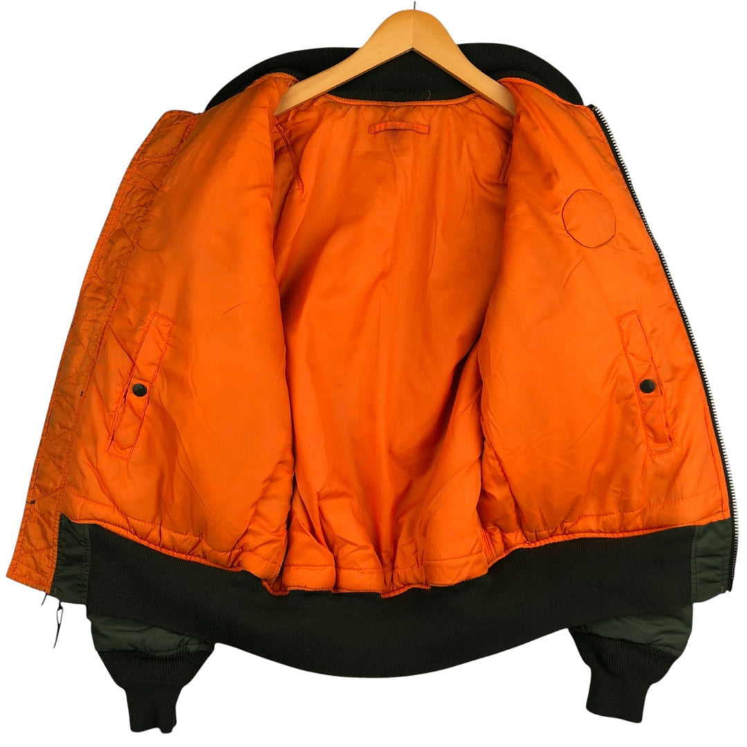 90'S civilian Alpha MA-1 style padded military flight jacket, men's size M, vintage Nylon Khaki type Vintage Second Hand