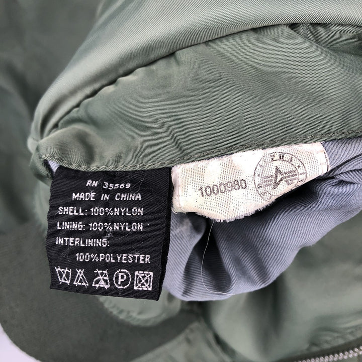 90'S civilian Alpha MA-1 style padded military flight jacket, men's size M, vintage Nylon Khaki type Vintage Second Hand