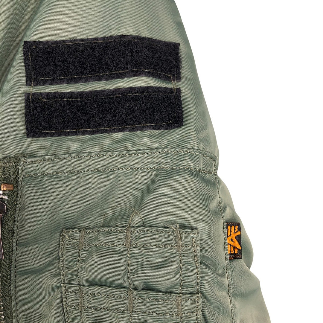 90'S civilian Alpha MA-1 style padded military flight jacket, men's size M, vintage Nylon Khaki type Vintage Second Hand