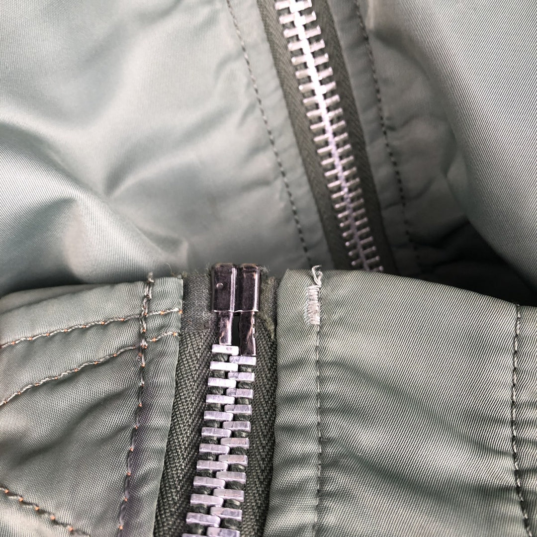 90'S civilian Alpha MA-1 style padded military flight jacket, men's size M, vintage Nylon Khaki type Vintage Second Hand