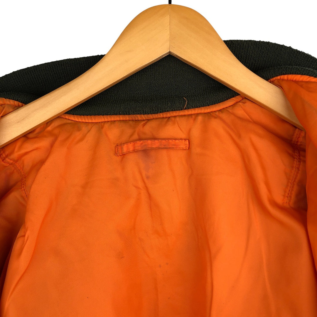 90'S civilian Alpha MA-1 style padded military flight jacket, men's size M, vintage Nylon Khaki type Vintage Second Hand