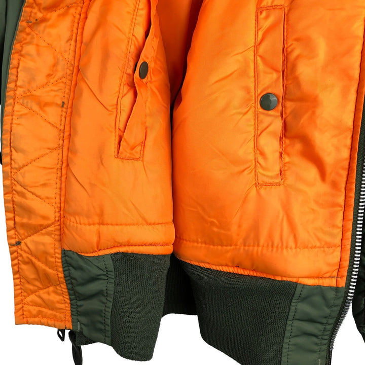 90'S civilian Alpha MA-1 style padded military flight jacket, men's size M, vintage Nylon Khaki type Vintage Second Hand