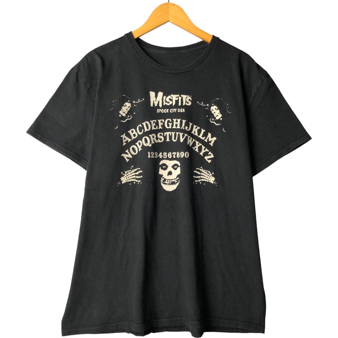 MISFITS Skull Pattern Band T-shirt, Men's L size unclear black type Vintage Second Hand