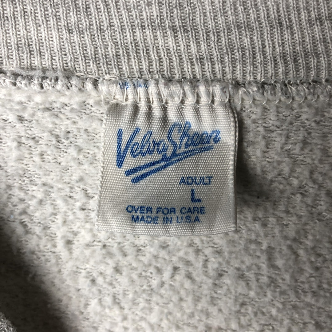 90'S Velva Sheen Flag Pattern Print Sweatshirt, Made in USA, Men's Size Large, Vintage polyester gray type Vintage Second Hand